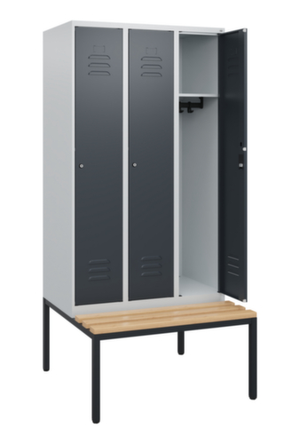 C+P Armoire vestiaire Classic Plus avec banc, largeur de compartiment 300 mm