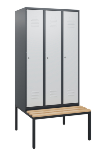 C+P Armoire vestiaire Classic Plus avec banc, largeur de compartiment 300 mm