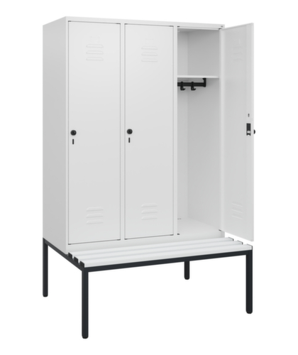 C+P Armoire vestiaire Classic Plus avec banc, largeur de compartiment 400 mm