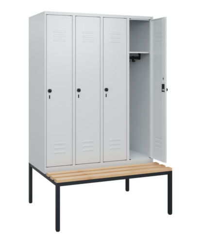 C+P Armoire vestiaire Classic Plus avec banc, largeur de compartiment 300 mm