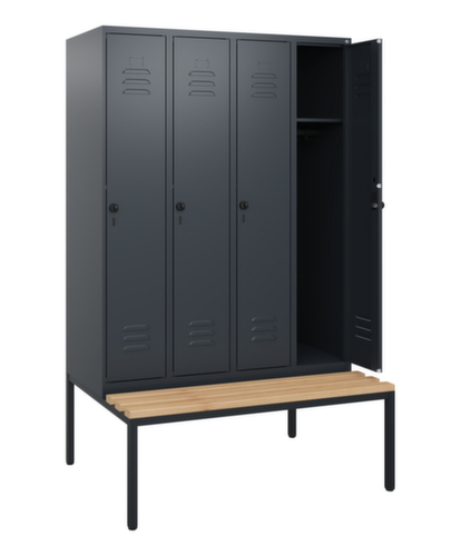 C+P Armoire vestiaire Classic Plus avec banc, largeur de compartiment 300 mm