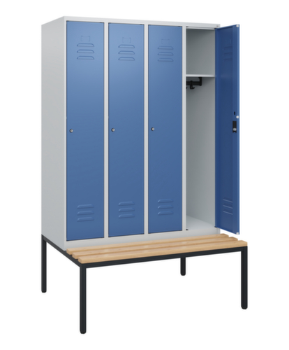 C+P Armoire vestiaire Classic Plus avec banc, largeur de compartiment 300 mm
