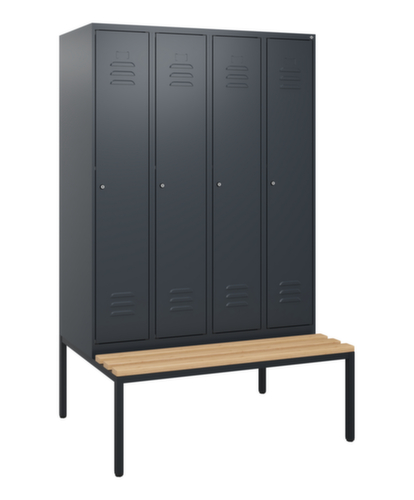 C+P Armoire vestiaire Classic Plus avec banc, largeur de compartiment 300 mm