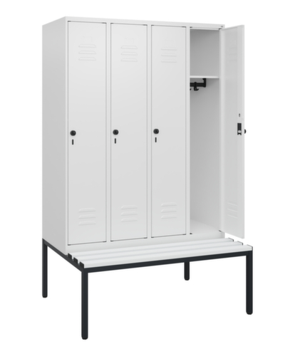 C+P Armoire vestiaire Classic Plus avec banc, largeur de compartiment 300 mm
