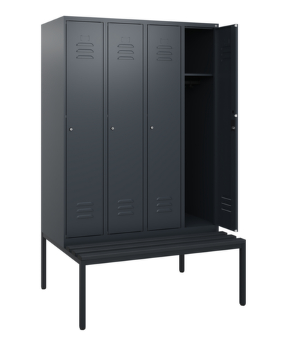 C+P Armoire vestiaire Classic Plus avec banc, largeur de compartiment 300 mm