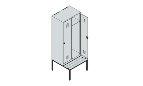 C+P Armoire vestiaire Classic Plus avec banc, largeur de compartiment 400 mm