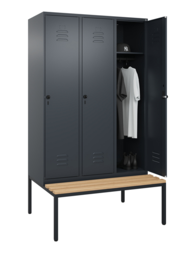 C+P Armoire vestiaire Classic Plus avec banc, largeur de compartiment 400 mm
