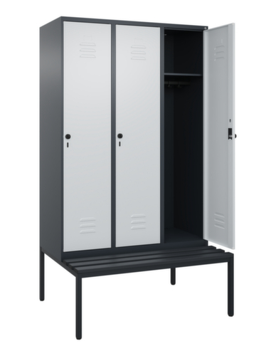 C+P Armoire vestiaire Classic Plus avec banc, largeur de compartiment 400 mm