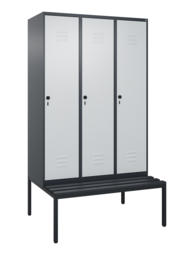 C+P Armoire vestiaire Classic Plus avec banc, largeur de compartiment 400 mm