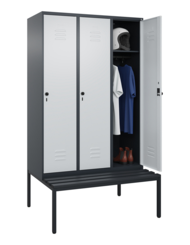 C+P Armoire vestiaire Classic Plus avec banc, largeur de compartiment 400 mm