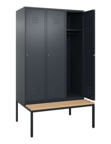 C+P Armoire vestiaire Classic Plus avec banc, largeur de compartiment 400 mm