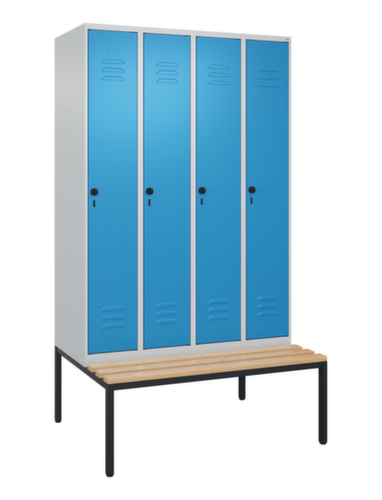 C+P Armoire vestiaire Classic Plus avec banc, largeur de compartiment 300 mm