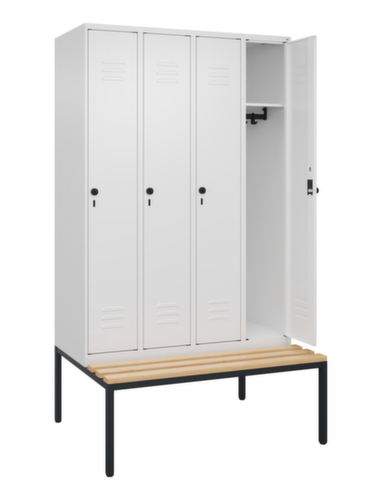 C+P Armoire vestiaire Classic Plus avec banc, largeur de compartiment 300 mm