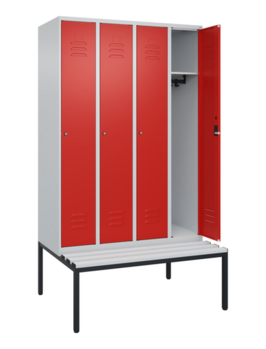 C+P Armoire vestiaire Classic Plus avec banc, largeur de compartiment 300 mm