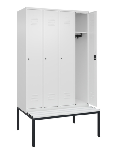 C+P Armoire vestiaire Classic Plus avec banc, largeur de compartiment 300 mm