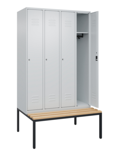 C+P Armoire vestiaire Classic Plus avec banc, largeur de compartiment 300 mm