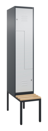 C+P Armoire vestiaire Z Classic Plus avec banc intégré, largeur de compartiment 400 mm