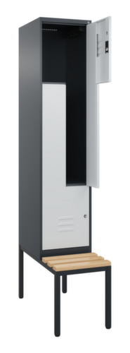 C+P Armoire vestiaire Z Classic Plus avec banc intégré, largeur de compartiment 400 mm
