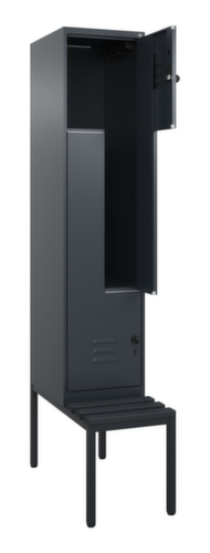 C+P Armoire vestiaire Z Classic Plus avec banc intégré, largeur de compartiment 400 mm