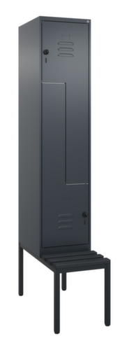 C+P Armoire vestiaire Z Classic Plus avec banc intégré, largeur de compartiment 400 mm