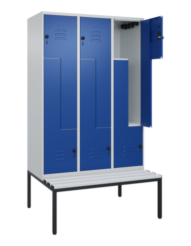 C+P Armoire vestiaire Z Classic Plus avec banc intégré, largeur de compartiment 400 mm