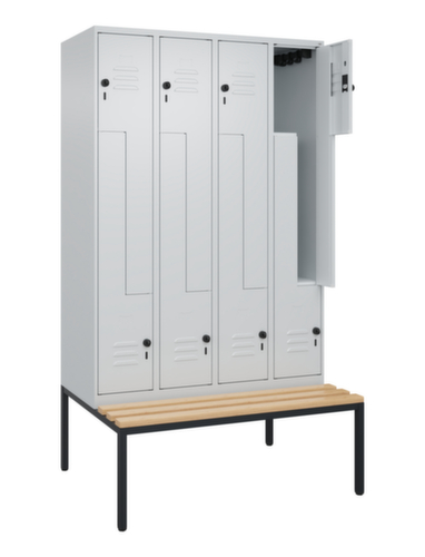 C+P Armoire vestiaire Z Classic Plus avec banc intégré, largeur de compartiment 300 mm