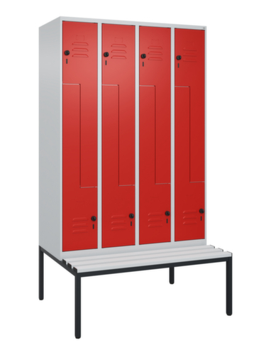 C+P Armoire vestiaire Z Classic Plus avec banc intégré, largeur de compartiment 300 mm