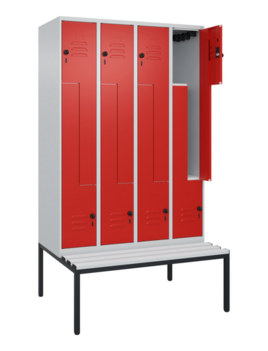 C+P Armoire vestiaire Z Classic Plus avec banc intégré, largeur de compartiment 300 mm