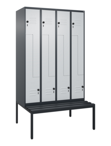 C+P Armoire vestiaire Z Classic Plus avec banc intégré, largeur de compartiment 300 mm
