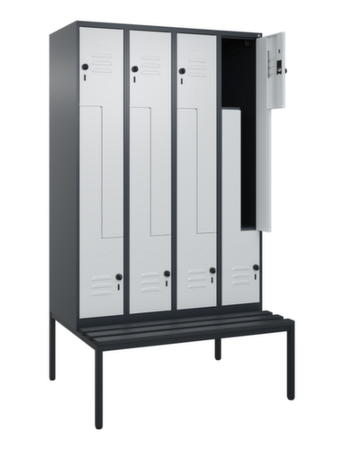 C+P Armoire vestiaire Z Classic Plus avec banc intégré, largeur de compartiment 300 mm