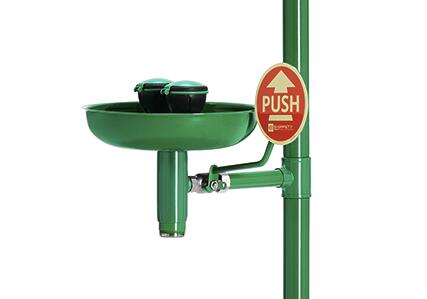 douche corporelle et laveur d'yeux avec 2 pommeaux fixes et lavabo