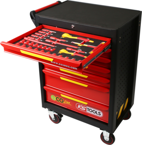 KS Tools ECOline workshop trolley with 42 insulated tools for hybrid and electric vehicles
