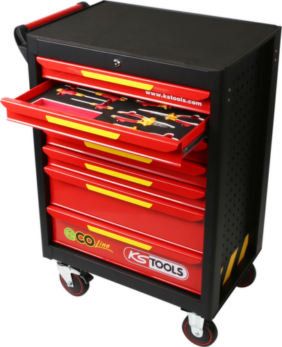 KS Tools ECOline workshop trolley with 42 insulated tools for hybrid and electric vehicles