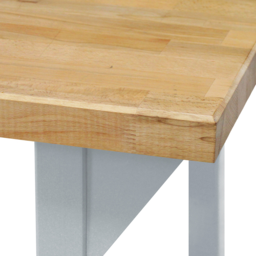 Établi avec plateau en hêtre massif, 3 tiroirs, 1 tablette, RAL7035 gris clair/RAL7016 gris anthracite