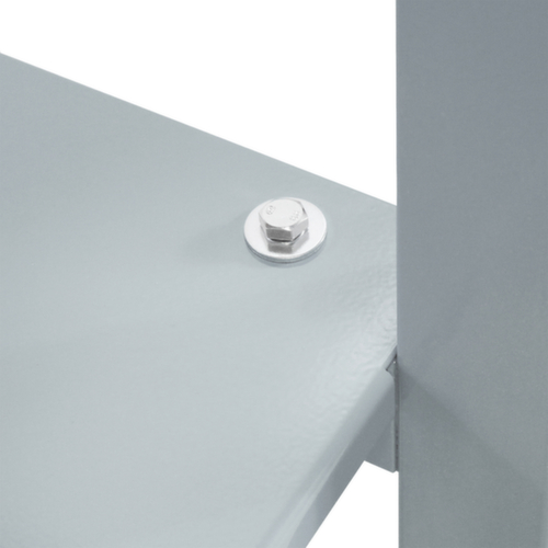 Établi avec plateau en hêtre massif, 3 tiroirs, 1 tablette, RAL7035 gris clair/RAL7016 gris anthracite