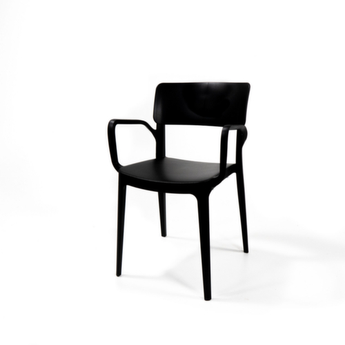 VEBA Chaise empilable Essentials Wing avec accoudoirs, assise noir, piètement 4 pieds