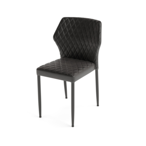 VEBA Chaise capitonnée Essentials Louis, assise similicuir (65 % résine, 35 % tissu), noir