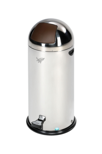 VAR Poubelle à pédale avec couvercle à charnière en acier inoxydable, 52 l, argent