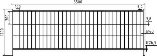 Schake Clôture mobile, hauteur x largeur 1200 x 3500 mm