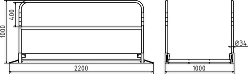 Schake Passerelle piétons avec plateforme en aluminium, longueur x largeur 2200 x 1000 mm