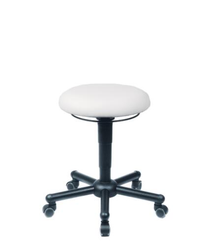 meychair tabouret pivotant Assistent Professional A19 avec revêtement en similicuir, assise blanc, 5 roulettes pivotantes