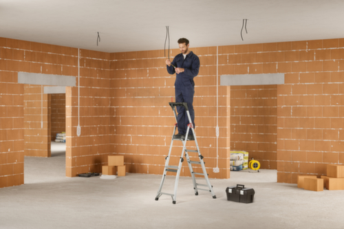 Hailo Échelle de plate-forme télescopique TopLine TL100, 3 - 5 marches larges