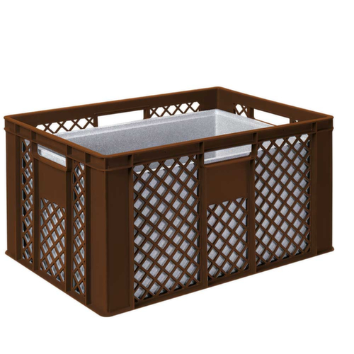 Bac gerbable norme Europe avec boîte isotherme, marron, capacité 63 l, couvercle indépendant pour boîte isotherme