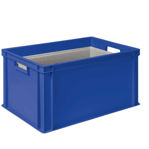 Bac gerbable norme Europe avec boîte isotherme, bleu, capacité 65 l, couvercle indépendant pour boîte isotherme
