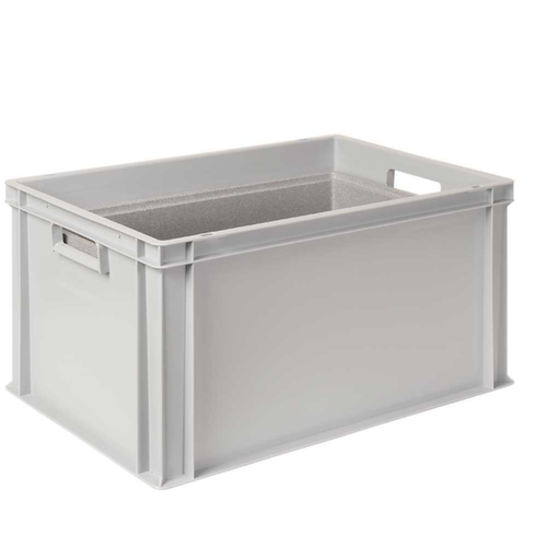 Bac gerbable norme Europe avec boîte isotherme, gris, capacité 65 l, couvercle indépendant pour boîte isotherme