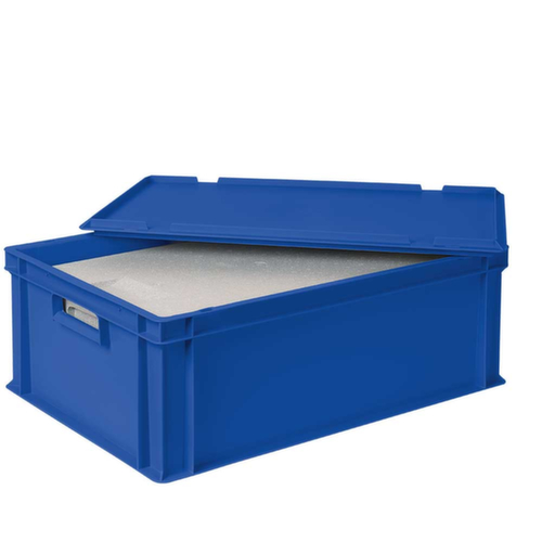 Bac gerbable norme Europe avec boîte isotherme, bleu, capacité 44,5 l, couvercle indépendant pour boîte isotherme
