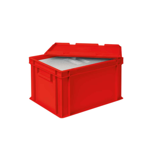 Bac gerbable norme Europe avec boîte isotherme, rouge, capacité 22,5 l, couvercle indépendant pour boîte isotherme