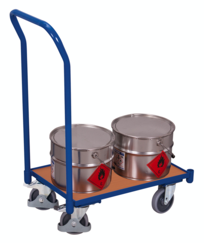 VARIOfit Chariot avec barre de poussée ESD pour bac norme Europe, force 250 kg, plateau longueur x largeur 610 x 415 mm