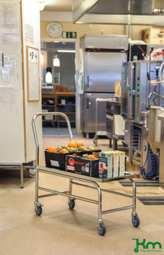 Kongamek Chariot avec barre de poussée en acier inoxydable, force 100 kg, plateau longueur x largeur 735 x 390 mm