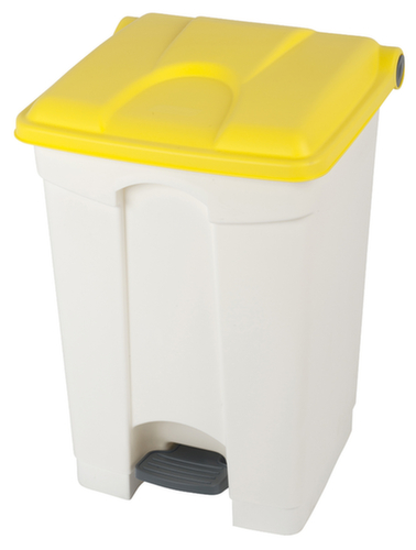 Poubelle à pédale, 45 l, blanc, couvercle jaune